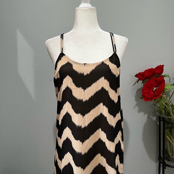 NEW Amber Blue Two Tone Contrast Striped Hi Lo Spaghetti Strap Maxi Dress S NWT - Picture 2 of 15